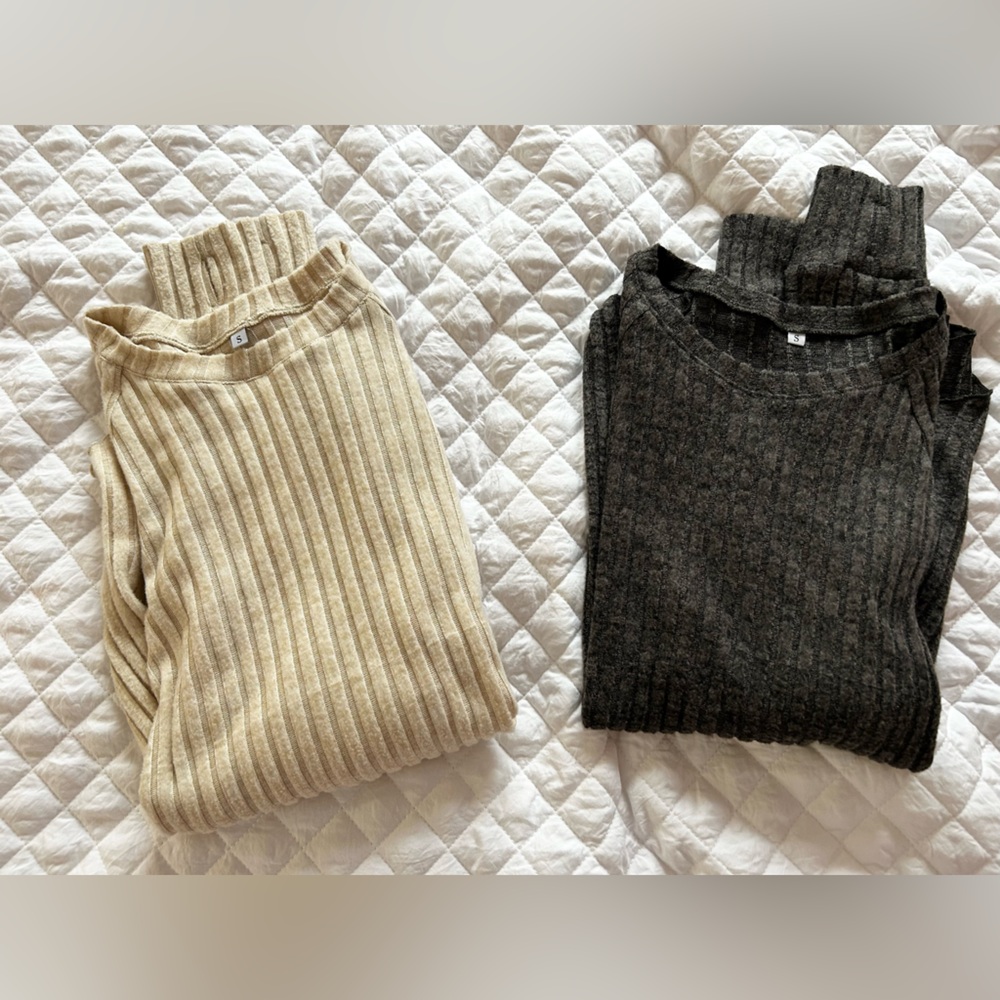 Bundle Two Soft Ribbed Crew Neck Lightweight Sweaters Amazon Brand